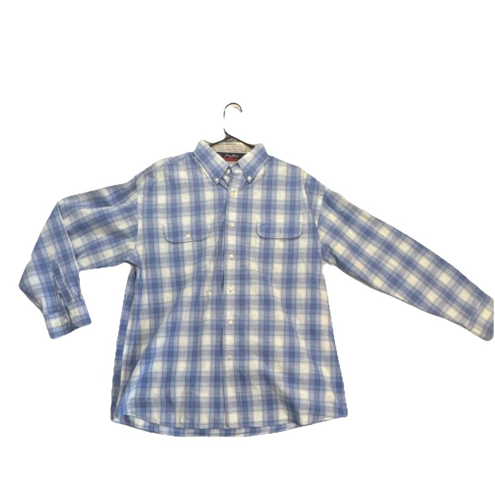 Wrangler George Strait Cowboy Cut Mens Blue Plaid Button-Down Shirt XL Pockets